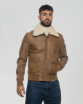 Men's Leather and Shearling Bomber Jacket - Leo | Leather Trend