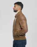 Men's leather jacket mod. pilota in genuine Light Brown leather 100% made in Italy