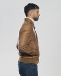 Men's leather jacket mod. pilota in genuine Light Brown leather 100% made in Italy