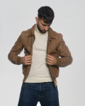 Men's leather jacket mod. pilota in genuine Light Brown leather 100% made in Italy