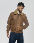 Light Brown Leather and Shearling Bomber Jacket | Leather Trend