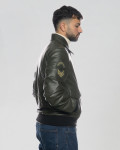 Men's Green Leather Bomber Jacket - Dante | Leather Trend