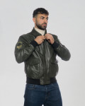 Men's Green Leather Bomber Jacket - Dante | Leather Trend