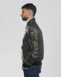 Men's Green Leather Bomber Jacket - Dante | Leather Trend