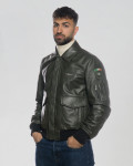 Men's Green Leather Bomber Jacket - Dante | Leather Trend