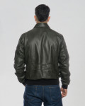 Men's Green Leather Bomber Jacket - Dante | Leather Trend