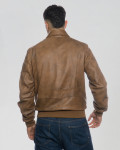 Men's Light Brown Leather Bomber Jacket - Dante | Leather Trend