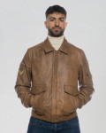 Men's Light Brown Leather Bomber Jacket - Dante | Leather Trend