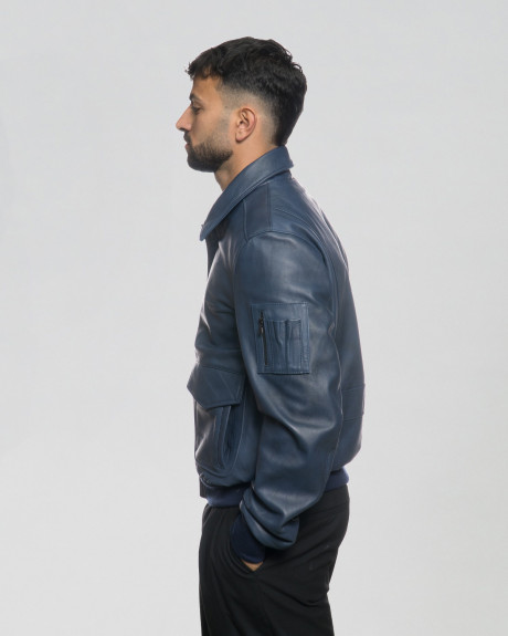 Men's Leather Bomber Jacket - Leo | Leather Trend 2