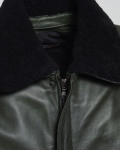 Green Leather and Shearling Bomber Jacket - Dante | Leather Trend