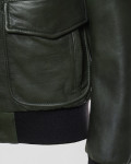 Green Leather and Shearling Bomber Jacket - Dante | Leather Trend