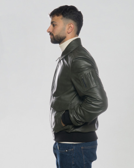 Men's Leather Bomber Jacket - Leo | Leather Trend 2