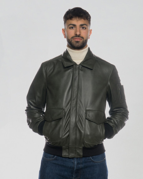 Men's Leather Bomber Jacket - Leo | Leather Trend