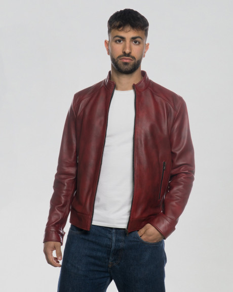 Giacca in pelle uomo bordeaux – U08 | Leather Trend 2