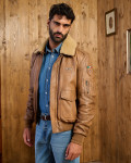 Light Brown Leather and Shearling Bomber Jacket | Leather Trend