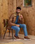 Bomber in Pelle e Montone Cuoio - Dante | Leather Trend