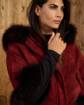 Giacca donna mod. Bea Bordeaux in vera pelle e pelliccia 100% made in Italy
