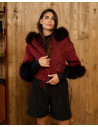 Giacca donna mod. Bea Bordeaux in vera pelle e pelliccia 100% made in Italy