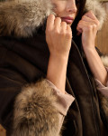 Woman jacket mod. Beatrice in genuine Nabuk leather and fur 100% made in Italy