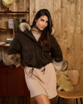 Woman jacket mod. Beatrice in genuine Nabuk leather and fur 100% made in Italy