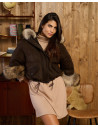 Giacca donna mod. Beatrice Nabuk in vera pelle e pelliccia 100% made in Italy