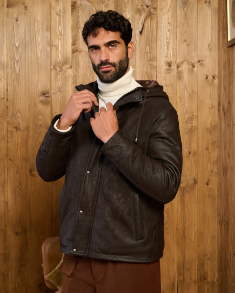 Benny - Men’s Nubuck Leather Down Jacket | Leather Trend 2