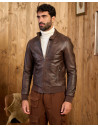 Men's Brown Leather Bomber Jacket - Napoli | Leather Trend
