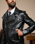 Men's Black Leather Three-Pocket Perfecto - Armando | Leather Trend
