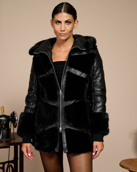 Women's leather and fur jacket - Marzia | Leather Trend