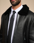 Giacca uomo nera in vero montone Shearling 100% made in Italy
