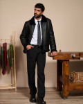 Giacca uomo nera in vero montone Shearling 100% made in Italy
