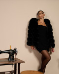 Laura - Women's Jacket in real Black Fur