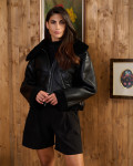 Women’s jacket Black genuine Shearling 100% made in Italy