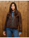 Women's Dark Brown Shearling Jacket - Matilde | Leather Trend