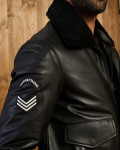 Bomber in Pelle e Montone Nero - Dante | Leather Trend