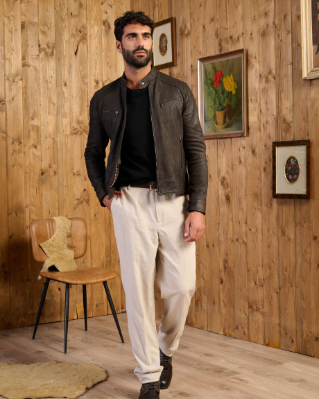 Giacca uomo testa di moro Nabuk in vera pelle con effetto Graffiato 100% made in Italy 2