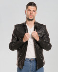 Men's Black Leather Biker Jacket - Alfonso | Leather Trend