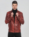 Biker in Pelle da Uomo Bordeaux - Attila | Leather Trend