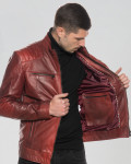 Biker in Pelle da Uomo Bordeaux - Attila | Leather Trend