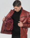 Biker in Pelle da Uomo Bordeaux - Attila | Leather Trend