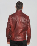 Biker in Pelle da Uomo Bordeaux - Attila | Leather Trend