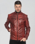 Biker in Pelle da Uomo Bordeaux - Attila | Leather Trend