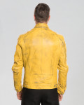 Biker Men's Buffered Yellow Leather - Avatar | Leather Trend