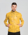 Biker Men's Buffered Yellow Leather - Avatar | Leather Trend