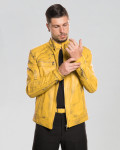 Biker Men's Buffered Yellow Leather - Avatar | Leather Trend