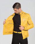 Biker Men's Buffered Yellow Leather - Avatar | Leather Trend