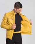 Giacca biker gialla da uomo – Avatar | Leather Trend