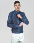 Biker in Pelle da Uomo Blu – U05 | Leather Trend