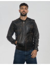 Men’s leather jacket mod. Biker color dark brown genuine leather 100% made in Italy