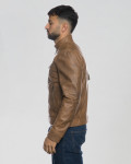 Men's Light Brown Leather Biker Jacket - U06 | Leather Trend